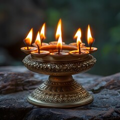 Sacred oil lamp glow high resolution image