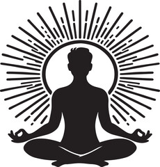 Woman practicing a yoga pose in a serene lotus position silhouette.