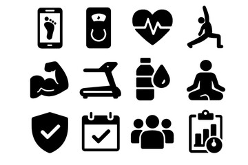 Challenge step goal fitness test icons virtual icon vector daily endurance personal