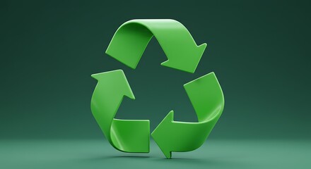 Obraz premium Green recycling symbol on a dark green background promoting sustainability