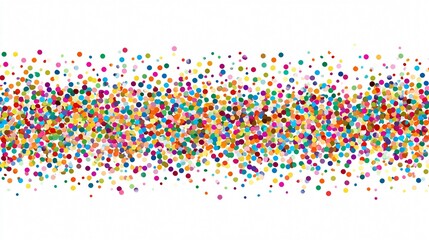 Colorful Confetti on White Background, Festive Horizontal Design Element