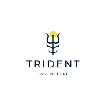 Line style trident logo design. simple trisula icon illustration vector
