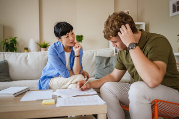 Obraz premium male student teenage learn with help of his japanese tutor professor
