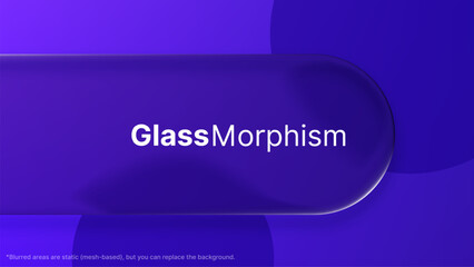 Obraz premium Blue background with white text Glass Mophism. Digital graphic design element. Liquid glass morphism vector.