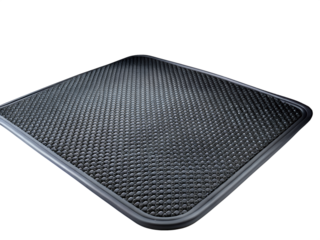 Black textured mat with geometric pattern isolated on transparent background