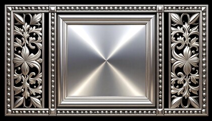 Decorative Metal Panel with Floral Ornament and Square Center