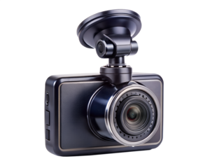 Automotive dashcam recorder for car driving, traffic, and security, isolated on transparent background