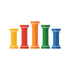 Colorful pillars standing in a row against a white background