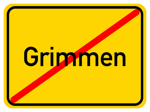 Illustration of a city exit sign for the city of Grimmen