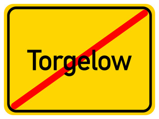 Illustration of a city exit sign for the city of Torgelow	