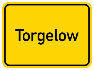 Illustration of a city entrance sign for the city of Torgelow