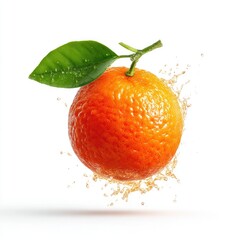 Fresh orange splashing, white background, juice droplets, healthy food image for advertising