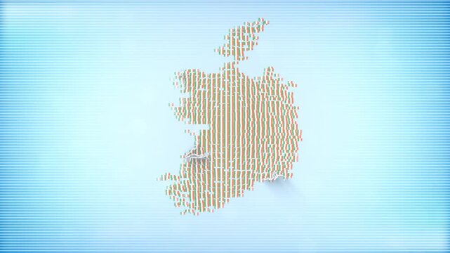 Ireland Flags zooming in and Forming the country border map intro which is useful for news, political events, sports intros and presentation.
