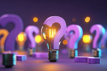 Illuminated question mark lightbulb