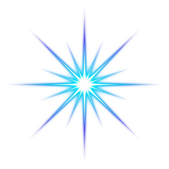 Blue Starburst Light Effect on Transparent Background

