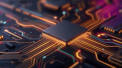 Intricate Circuits and a Processor on a Modern Electronic Board