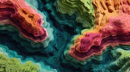 Abstract multicolored layered terrain