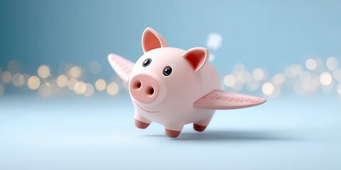 Whimsical Piggy Bank With Wings Symbolizes Budget-Friendly Travel Dreams