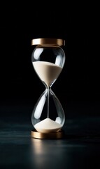 Elegant Hourglass With Flowing Sand Set Against a Dark Background