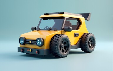 Block coding for kids teaching learning creative basics beginners remotely controlled automation robotic car vehicle programming education skill Technology STEM. 3d rendering. High quality