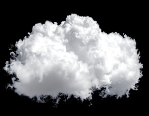 Fluffy white cumulus cloud against black background