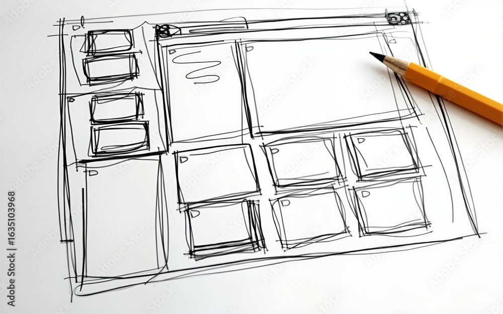 Wall mural website designer creative planning application developer development draft sketch drawing template l