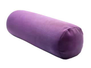Purple yoga bolster pillow for support and relaxation, isolated on transparent background