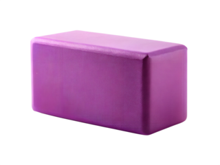 Purple yoga block for exercise and fitness, isolated on transparent background