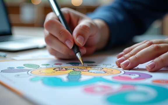 Graphic designer creative creator design logo artwork curve pen tool illustration equipment icons digital computer display workspace. Graphic design software. 3d rendering. High quality