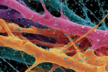 Colorful microscopic network of organic structures