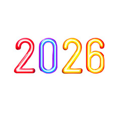 Celebrate upcoming year neon sign design for twenty twenty six new year isolated on transprint background