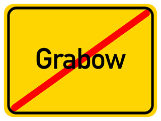 Illustration of a city exit sign for the city of Grabow