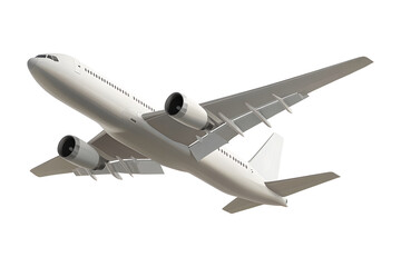 Obraz premium Sleek white passenger jet soaring through the sky, a symbol of modern travel and global connection