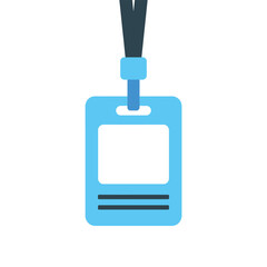Obraz premium Blue lanyard badge holder with blank card and neck strap
