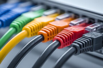 Close-up of Network Cables and Connectors