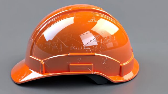 Orange safety helmet: A close-up shot of a vibrant orange hard hat, symbol of workplace safety and protection, is set against a muted background.