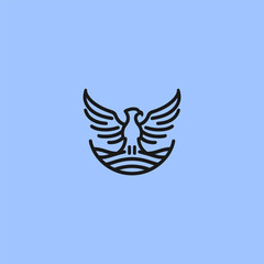 Eagle logo in clean and powerful minimalist line art style.