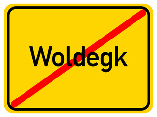 Illustration of a city exit sign for the city of Woldegk