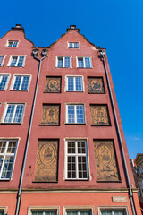 Historic buildings with Baroque and Dutch Renaissance style in the old town of Gdansk, Poland