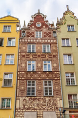 Fototapeta premium Historic buildings with Baroque and Dutch Renaissance style in the old town of Gdansk, Poland
