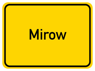 Illustration of a city entrance sign for the city of Mirow