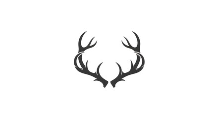 Elegant Deer Antlers Silhouette on White Background