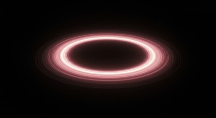 Glowing Pink Ring Against Black: Abstract, Futuristic, Energy, Space Concept.