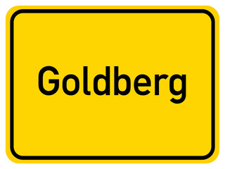 Illustration of a city entrance sign for the city of Goldberg