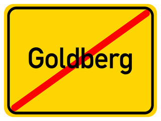 Illustration of a city exit sign for the city of Goldberg