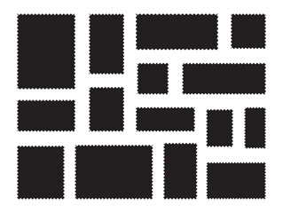 Empty postage stamp borders set vector illustration. Post stamps collection.