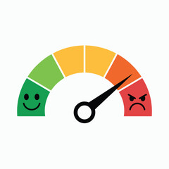 Customer satisfaction meter with happy and angry faces