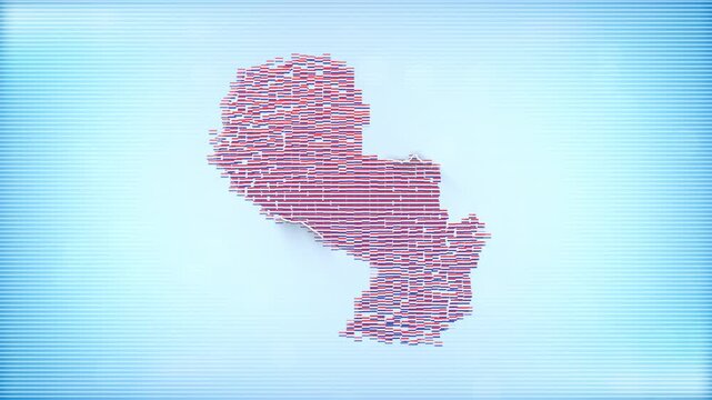 Paraguay Flags zooming in and Forming the country border map intro which is useful for news, political events, sports intros and presentation.