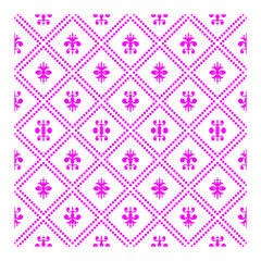 purple Diamond Ikat Pattern, Vintage Mustard Geometric Textile Design, Retro Ethnic purple and White Fabric