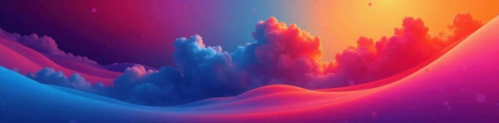 Bold vibrant homepage showcasing colorful gradients, texture, media